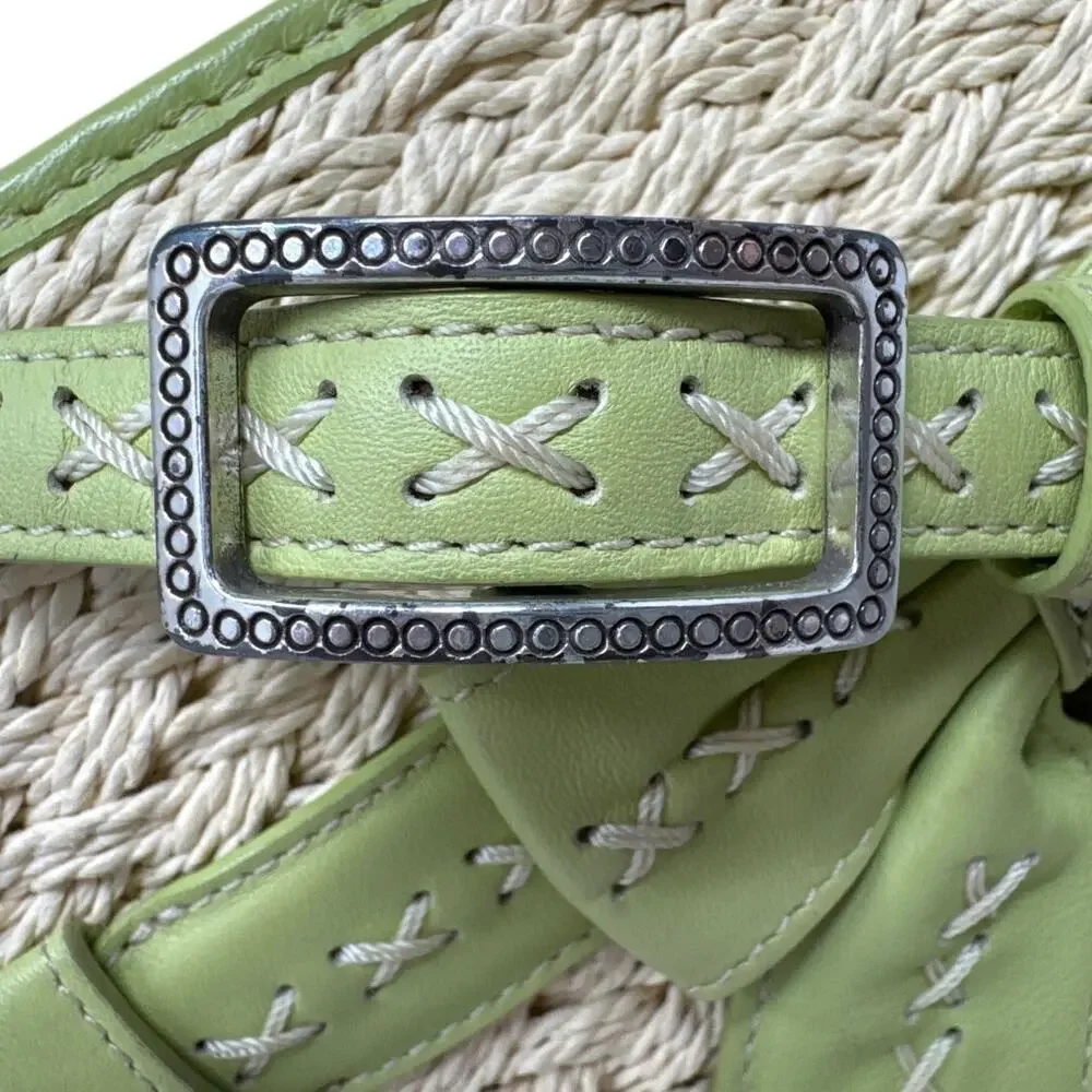 Brighton Ellery Lime Straw Crossbody Bag Heart Charm H70501 w Box